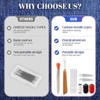 Big Eye Steel Sewing Needles Kit, 37PCS Sewing Tool Set, Portable Needle and Thread Kit for Leather Sewing DIY Craft Set, Large-Eye Stitching Needles Sewing Repair Kit for Beginners, Older
