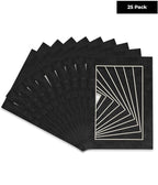 Pack of 25 Acid Free 8x10 Mats Bevel Cut for 6x8 Photos - Dark Grey Suede Precut Matboards With Backing Boards and Clear Photo Mat Bags For Pictures, Photos, Framing - 4-ply Thickness