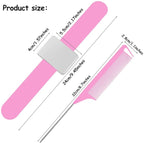 WILLBOND Magnetic Wrist Sewing Pincushion Wrist Magnetic Pin Holder Wristband Pin Cushion Holder with 3 Pcs Stainless Steel Pintail Comb Rat Tail Comb for Hair Clips Hand Sewing(Pink)