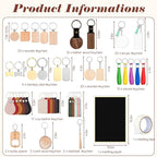 Tondiamo 122 Pcs Laser Engraving Blanks Keychains Bulk Laser Cutting Engraving Materials Accessories Including Wood, Stainless Steel, Acrylic, PU Leather, Silicone and Marking Paper Tape for Laser