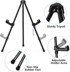 14" High Tabletop Instant Display Easel - Black Steel Small Tripod Easel Stand with Adjustable Holders for Pictures, Paintings, Posters and Store Signs(2 Pack)
