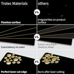 Trotec TroLase | 12"x12"x1/16", 8 Pcs | Black/Gold | 2 Ply | Modified Acrylic | Laser Engraving Double Color Plastic Sheet | Engraving Blanks for Laser, Saw, Guillotine | Made in USA