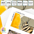 Mat Board Center, Pack of 10, Photo Picture Mats - Acid Free, 4-ply Thickness, White Core - for Pictures, Photos, Framing (8x10 for 2-4x6 White)