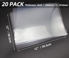 20PCS 4 Mil Blank Mylar Stencil Sheets, 12 X 12 Inch Clear Plastic Sheets for Cricut Crafts and Cutting Machine