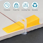 Tile Leveling System with Tile Plier 600Pcs Piece Tile Spacers Clips 200Pcs Piece Reusable Wedges and 1 Rubber Mallet Tile Tools Set for Stone Installation (1/16"(1.5 mm)