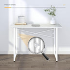 Folding Desk 47 inch No Assembly Required Home Office Table, Writing Gaming Computer Camping Desk, White