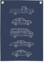 Boy Room Decor,Cars Room Decor for Boys,Vintage Car Decor Linen Canvas Banner,Navy Blue Wall Hanging Pennant Flag for Boys Kids Bedroom Dorm Nursery 18x25 Inch