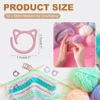 PATIKIL Cat Crochet Stitch Markers, 12 Pack Stitch Marker for Knitting Crocheting Supplies Cute Metal Spiral Knit Clip Ring Counters for Crochet Yarn DIY Crafts, Dusty Pink