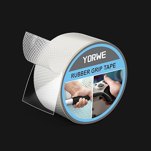 Rubber Grip Tape, Ultra-Thin Strong Adhesive Anti-Slip Waterproof Heat Resistant Wear-Resistant Cushion Pad, Making Handles or Contact Surfaces Safer, with Grip and Comfort (Clear, 2In x 10Ft)
