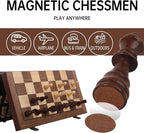 Premium Wooden Chess Set with Protective Carry Bag - 15" Folding Chess Board & Chess Pieces - Classic Strategy Game for Adults & Kids for Chess Lovers, Beginners