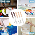 PATIKIL Art Spatula, No.7 15mm Stainless Steel Flexible Palette Knife Painting Knife Painting Spatula Oil Painting Mixing Scraper with Wood Handle for Canvas Acrylic Painting, Brown