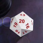 Large D20 Foam DND Dice, 80mm Spindown D&D RPG 20 Sided Dice with Drawstring Bag for Role Playing Games （White ）