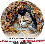 Wooden Puzzles Adults, 3D Cat Wooden Puzzles 300 Pieces, Unique Animal Shaped Wood Challenging Jigsaw Puzzles Gifts for Adults, 13.4x13.3in