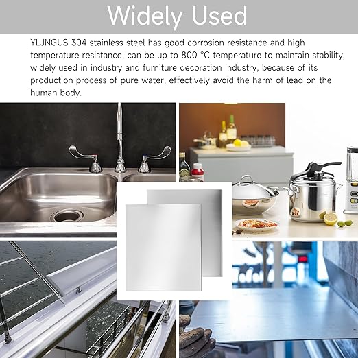 304 Stainless Steel Sheet - 4PCS 4" X 4" X 1/64" Thin Stainless Steel Plate 1/64 Inch Thickness with Protective Film Metal Sheets Shim Stock for Kitchen DIY Crafting (101 x 101 x 0.39 mm)