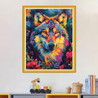 Magxvouy Cross Stitch Kits Stamped Full Range of Embroidery Kits,Cross Stitch Patterns Needlework Kits for Beginners 11CT Printed Kits&Colorful Wolf 16x20 inch