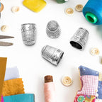 4Pack Thimbles for Hand Sewing, Sewing Thimble Hand-Working Sewing Thimble Finger Protector (Silver)