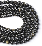 AAA Natural Gold Obsidian Gemstone Beads Energy Healing Power Stones Round Loose Beads for Jewelry Making, DIY Bracelet Necklace 8mm 46pcs