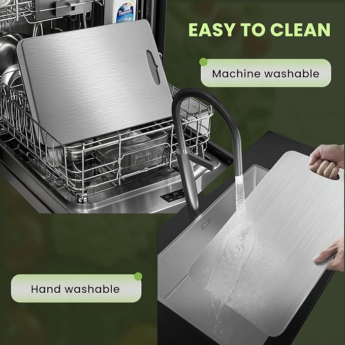 3Pack Titanium Cutting Board, 2025 New Upgrade 100% Pure Titanium Cutting Boards for Kitchen, Hygiene & Durability Non Stick Chopping Board, Double sided Cutting Board, Easy to Clean (M+L+XL）