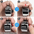 Tally Counter, 4-Digit Clicker Counter, Metal Hand Tally Counters Clicker Pitch Counter for Counting, Knitting, Coaching, Golf, Lap, Fishing