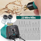 YIHUA 939-VI Dual Wood Burning Pen Wood Burning Kit with 23 Wire Nib in Varied Shapes, Detachable Pyrography Pen, 6 Wood Pieces, 6 Stencils and Screw Driver, Tweezers Used as Wood Burning Tool