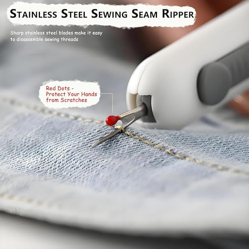 3-in-1 Automatic Needle Threader with 2 Hand Sewn Needles,Needle Threaders for Hand Sewing/Denim/Silk/Embroidery,Professional Tool for Quilting & Clothing Repair (White)