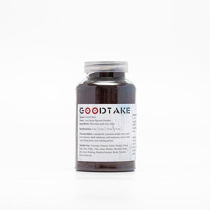 GOODTAKE Concrete Pigment, Brown Iron Oxide Powder, Concrete Cement Dye Color Pigment for Pastel Tile Paint Cement Mortar Grout (Brown, 2 Pounds)