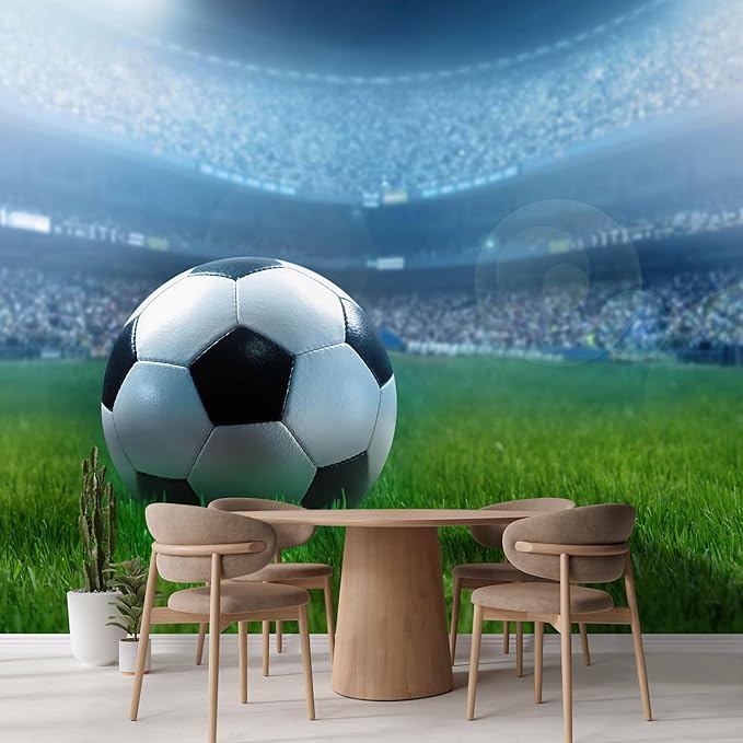 wall26 Close Up of a Football Ball on a Full Stadium Removable Wall Mural | Self-Adhesive Large Wallpaper - 108x120 inches