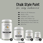 Chalky Chicks All-in-One Chalk Paint for Furniture or Cabinet - 8 Fl Oz - Matte Finish Normandy (Light Gray) for Metal, Wood Furniture Paint - No Sanding All-in-One for Home Decor & Crafts, USA Made