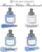 CSY art gallery Pearlescent Liquid Acrylic Ink Set Bottle -Shimmering Purple Permanent Calligraphy Inks-High Gloss,Metallic Paint for Crafts, Resin Art, DIY, Furniture, Wood (Lavender Manor Set)