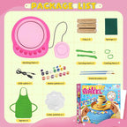 Pottery Wheel for Kids– Complete DIY Pottery Painting Kit for Ages 8-12 Beginners with 4 Air-Dry Clay Packs and Tools, Arts & Crafts Supplies Toys Birthday Gift for Boys Girls 6+ Years Old (Pink)