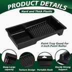 Ripeng 30 Pack 4 Inch Paint Tray Bulk Plastic Paint Roller Tray Small Painting Pan with Deep Pocket and Textured Ridge Reusable Trays Suitable for 4" Painting Rollers for Home Wall Decor(Black)