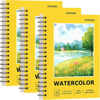 Watercolor Paper Pad, 5.5" x 8.5" Spiral Bound Art Sketch Book, Pack of 3 (90 Sheets),(140lb/300g) Artist Water Color Drawing Paper for Adults, Art Supplies for Teens, Mixed Media Markers Journal