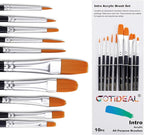 GOTIDEAL Paint Brush Set, 10 Pcs Round Pointed Tip, Small Nylon Hair Brushes for Acrylic, Oil and Gouache，Body, Face Nail Art and Rock Painting, Perfect for Kids & Adult