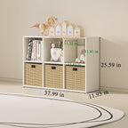 Wood Cube Storage Organizer Closet Cabinet for Living Room Bedroom Study Shelf Bookcase Wooden Floor Standing Open Bookshelf for Kids Home Office Display Storage Cabinet (White, 6-Cube, 11.81in)