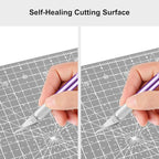 Headley Tools 12"x12" Rotating Cutting Mat, Self Healing Mat with 360-Degree Rotation & Anti-Slip Base, Sewing Board Cutting Mat Perfect for Fabric Quilting Leather Hobby Project, Grey