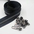 Leekayer #5 Black Nickel Metallic Nylon Coil Teeth Zippers by The Yard Bulk 10 Yards Zipper Tape with 25pcs Black Nickel Sliders for DIY Sewing Tailor Craft Bag(Black)