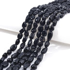 Black Tourmaline Pebble Nugget Oval Free Tumbled Stone 6-8mm Natural Gemstone Loose Beads Approx 15.5 inch for DIY Jewelry Making