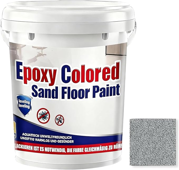 Epoxy Colored Sand Floor Paint, Epoxy Floor Paint for Concrete, High Gloss Marble Effect Coating, Waterproof Non-Slip Concrete Paints, Suitable for Indoor/Outdoor Use (Light Gray,320 oz/10 kg)