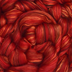 Merino Silk Luxe Tonal Designer Blend. Superfine Merino, Mulberry Silk, Tussah Silk. Top Roving for Spinning or Felting. Garnet Caress 4oz