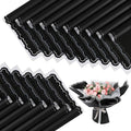 FUHITIM 20 Sheets Flower Wrapping Paper - Waterproof Floral Bouquet Wrapping Paper, Florist Supplies Packaging Paper for Wedding Birthday Gift DIY Crafts (Black)