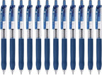 0.5mm Gel Pens Fine Point Smooth Writing Pens, 12PCS Blue Ink Pens, Retractable Leather-Like Blue Gel Pens, Business Gel Pen for Journaling, Writing, School, Office Use (Blue)