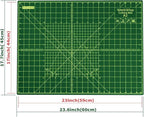 Thickness-Upgraded 18" x 24" Self Healing Sewing Mat, WerkWise Rotary Cutting Mat, Double Sided 5-Ply 18x24 Inch Cutting Board for Quilting, Fabric, & Crafts, Use with Rotary Cutters (Green & Black)