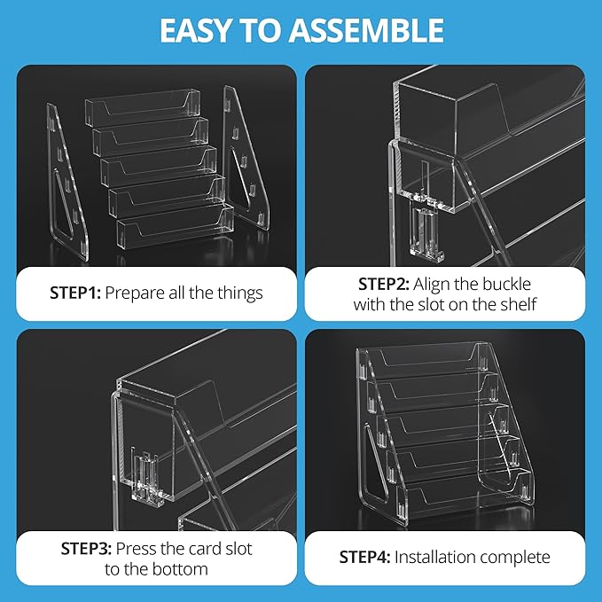 5 Tier Acrylic Card Display Stand, Clear Display for Greeting Cards, Sports Cards, Postcards, Stickers & Brochures
