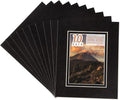 HOTUO 10 Pack Acid Free Black Picture Frame Mats, Pre-Cut 11x14 Picture Mats with Ivory Core Bevel Cut for 8x10 Photo, Signature Friendly 4 Ply Thickness Photo Mat for Frames (Black with V-Groove)