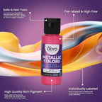 Acrylic Pouring Paint Set | 30 Vibrant Colors Including An Array Of Metallic, Neon & Pastel Paints | Pre Mixed, Ready to Use, High Flow Paint For Canvas, Paper, and More | 2 Ounces Per bottle