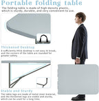 Folding Table 5FT Camping Table Portable Heavy Duty Plastic Rectangular Outdoor Dining Table Steel Legs Fold-in-Half with Carrying Handle for Indoor,Picnic,Party,Wedding,Events(Grey)