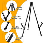 AROIC 6 pack 14'' Tabletop Easels, Black Steel Table Top Easels for Display, Adjustable Portable Table Top Easel for Paintings, Signs, Posters,Frame Pictures(with 6 Bags)