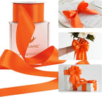 HUIHUANG Orange Satin Ribbon 2 inch Wide Double Faced Satin Ribbon Orange Ribbon for Gift Wrapping, Bows Making, Flower Bouquet, DIY Crafts, Wedding, Holiday Party Decor -25 Yards/Roll