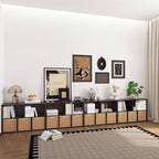 Wooden 5 Cube Storage Organizer with Closed Back Panel, Black Cube Shelf Heavy Duty Cubby Storage Organizer with Compartments for Living, Display Shelf