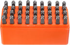 HARFINGTON 36pcs Metal Stamping Kit 5/32" (4mm) Steel Uppercase Letter and Number Punch Set (A-Z / 0-8 / "&" Symbol) Punch Press Tool with Case for Imprinting Metal Plastic Wood Leather